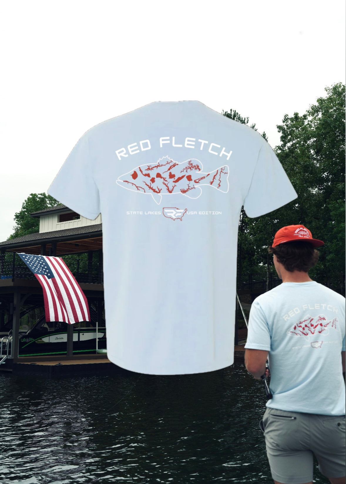 State Lakes Pocket T-shirt - USA - Baby Blue