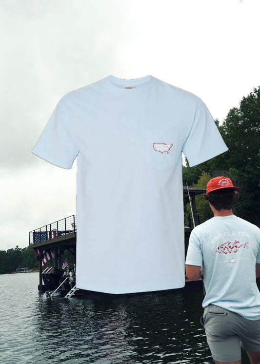 State Lakes Pocket T-shirt - USA - Baby Blue