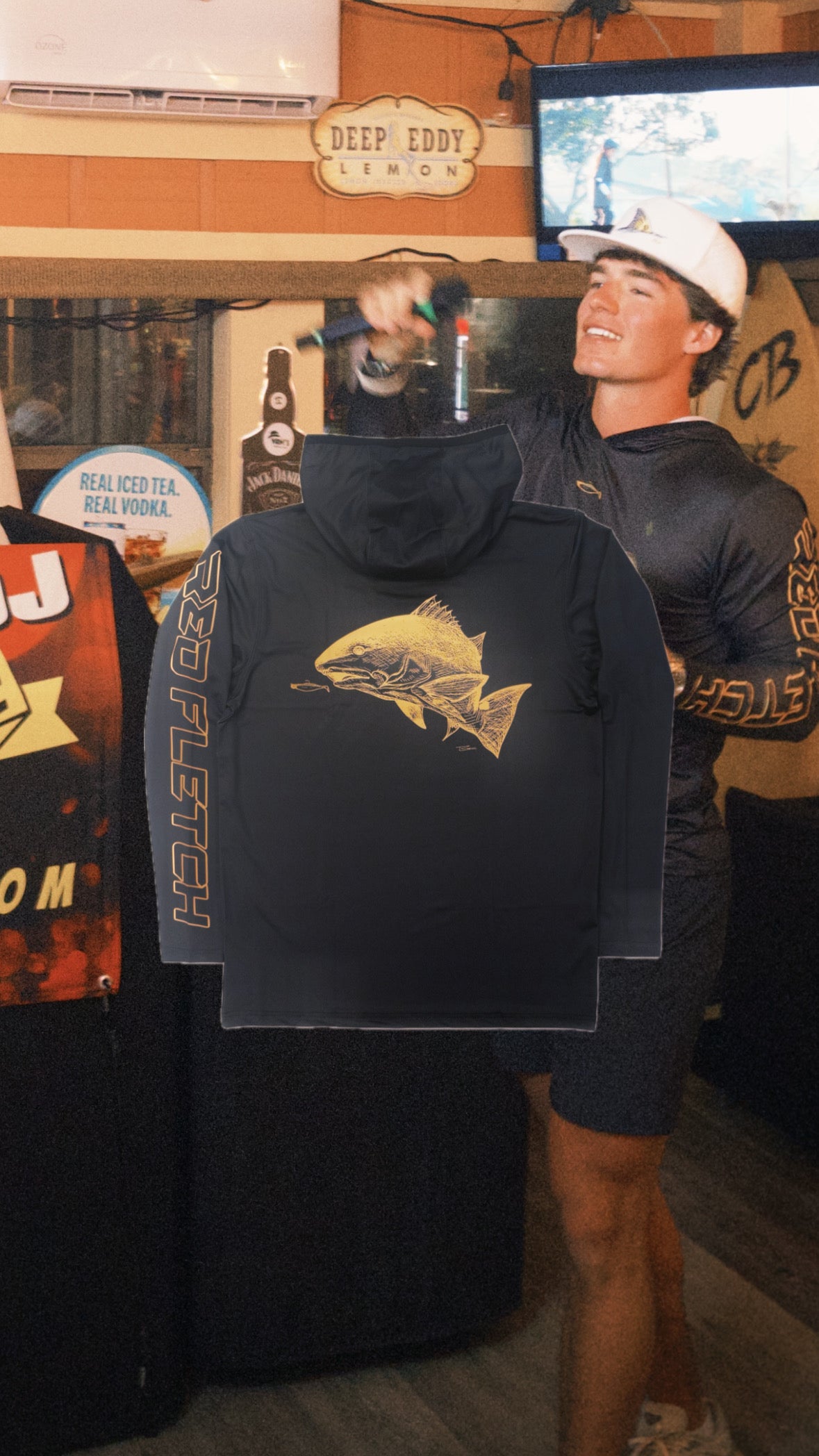 SBT Performance Hoodie - Redfish - Black/Gold
